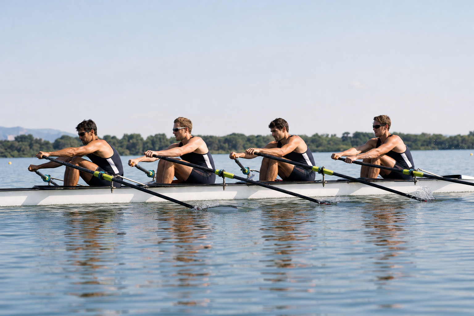 Ruderboot in konzentrierter intensiver Rennphase